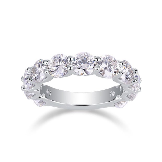 Dazzling Moment - A Wedding Ring Set With Top-quality Round 5.0 Moissanite S925 Silver And Platinum-plated Diamond. The Ring Can Be Inspected With A Diamond Pen