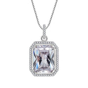 High-end Luxury Elegant Princess Rectangular Zircon Necklace
