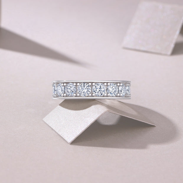 Flowing Cloud Passion - A Wedding Ring Set With 0.3-carat Top-quality Moissanite S925 Silver And Platinum-plated Diamond. The Ring Can Be Inspected With A Diamond Pen