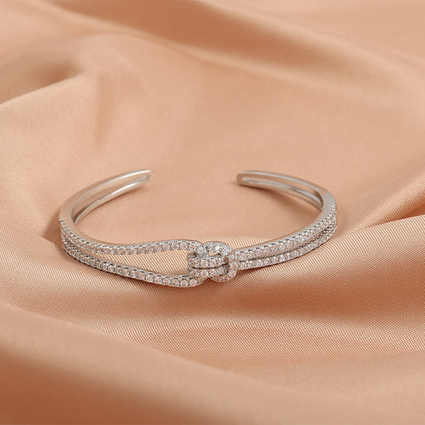 Zircon Opening Bracelet Female Two-piece Set