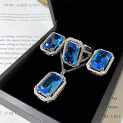 High-end Luxury Elegant Princess Rectangular Zircon Necklace