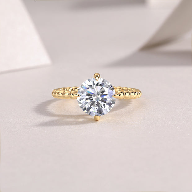 Forget-me-not - A Wedding Ring Set With 3-carat Top-quality Moissanite S925 Silver And Gold-plated Diamond. The Ring Can Be Inspected With A Diamond Pen