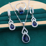 Zircon Inlaid Water Drop Jewelry Earring Ring Necklace