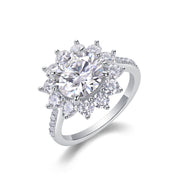 Sunflower - A Wedding Ring Set With Top-quality 3-carat Moissanite S925 Silver And Platinum-plated Diamond. The Ring Can Be Inspected With A Diamond Pen