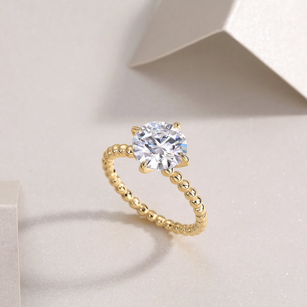 Forget-me-not - A Wedding Ring Set With 3-carat Top-quality Moissanite S925 Silver And Gold-plated Diamond. The Ring Can Be Inspected With A Diamond Pen