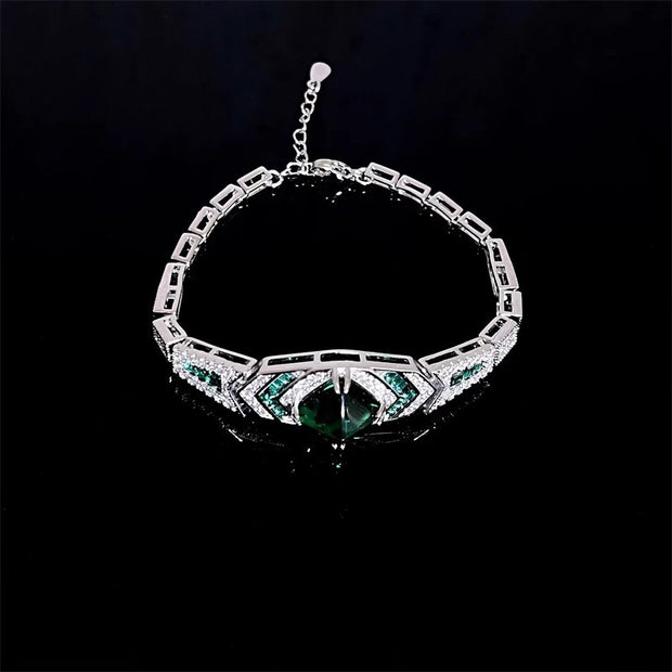Heavy-duty Retro Zircon Emerald Bracelet For Women, Fashionable And Unique With A Luxurious Temperament