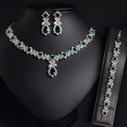 European And American Zircon Necklace Earring Bracelet Wedding Dress Bridal Three-piece Set
