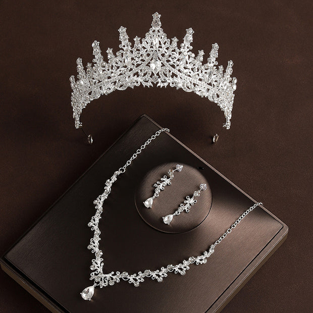 Retro Atmospheric Rhinestone Birthday Crown Hair Accessories Three-piece Suit