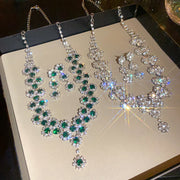 Diamond Flower Multi-layer Pendant Necklace