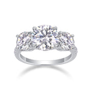 Three Shining Stars - A Wedding Ring Set With 3-carat Top-quality Moissanite S925 Silver And Gold-plated Diamond. The Ring Can Be Inspected With A Diamond Pen