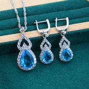 Zircon Inlaid Water Drop Jewelry Earring Ring Necklace