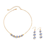 Blue And White Porcelain Round Beads Tassel Necklace Simple All-match Flower Earrings