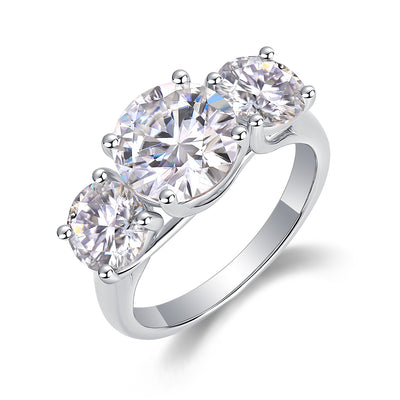 Three Lives Of Fortune - A Wedding Ring Set With Top-quality 3-carat Moissanite S925 Silver And Platinum-plated Diamond. The Ring Can Be Inspected With A Diamond Pen