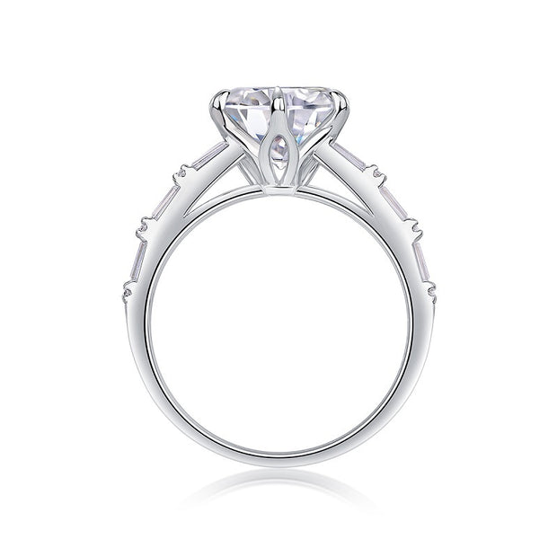 Vanilla - Set With 3-carat Top-quality Moissanite S925 Silver And Gold-plated Diamond Wedding Ring. The Ring Can Be Inspected With A Diamond Pen