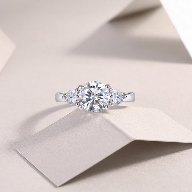 Three Reincarnations - A Wedding Ring Set With 2-carat Top-quality Moissanite S925 Silver And Gold-plated Diamond. The Ring Can Be Tested With A Diamond Pen