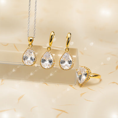 Drop-shaped Zircon Non-fading Ornament Three-piece Set