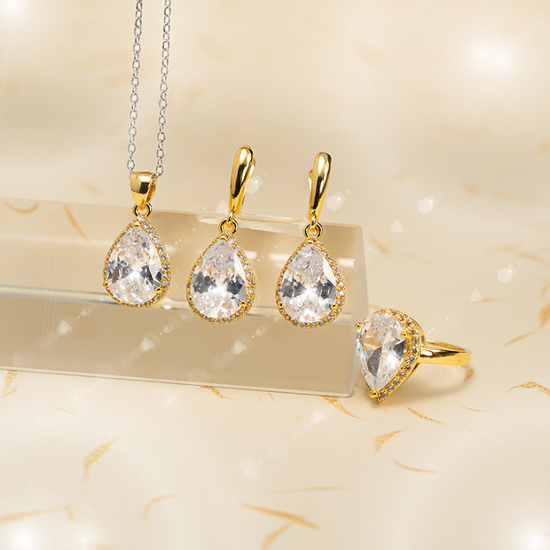Drop-shaped Zircon Non-fading Ornament Three-piece Set