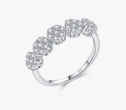S925 Sterling Silver Light Luxury Full Diamond Flower Ring