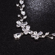 New Bridal Necklace And Earrings Suite Butterfly Zircon