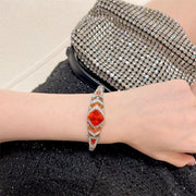 Heavy-duty Retro Zircon Emerald Bracelet For Women, Fashionable And Unique With A Luxurious Temperament