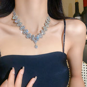 Diamond Flower Multi-layer Pendant Necklace