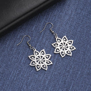 Stainless Steel Eight-petal Flower Necklace Ear Hook Set
