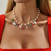 Christmas Tree Candy Snowman Pendant Necklace Holiday Fashion Necklace