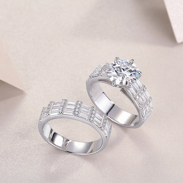 Vanilla - Set With 3-carat Top-quality Moissanite S925 Silver And Gold-plated Diamond Wedding Ring. The Ring Can Be Inspected With A Diamond Pen