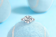 Elegant Radiance - A 5-carat Top-quality Moissanite S925 Silver Diamond Wedding Ring With Gold Plating. The Ring Can Be Inspected With A Diamond Pen
