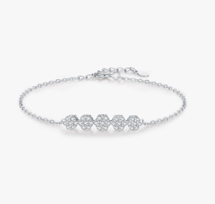 S925 Sterling Silver Light Luxury Full Diamond Flower Ring