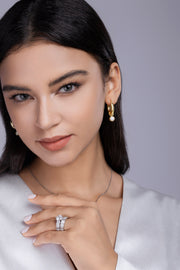 Vanilla - Set With 3-carat Top-quality Moissanite S925 Silver And Gold-plated Diamond Wedding Ring. The Ring Can Be Inspected With A Diamond Pen