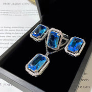 High-end Luxury Elegant Princess Rectangular Zircon Necklace