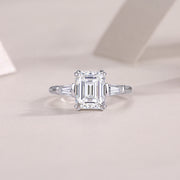 Starlight Mirror - Set With Top-quality Octagonal Moissanite S925 Silver And Platinum-plated Diamond Wedding Ring. The Ring Can Be Inspected With A Diamond Pen